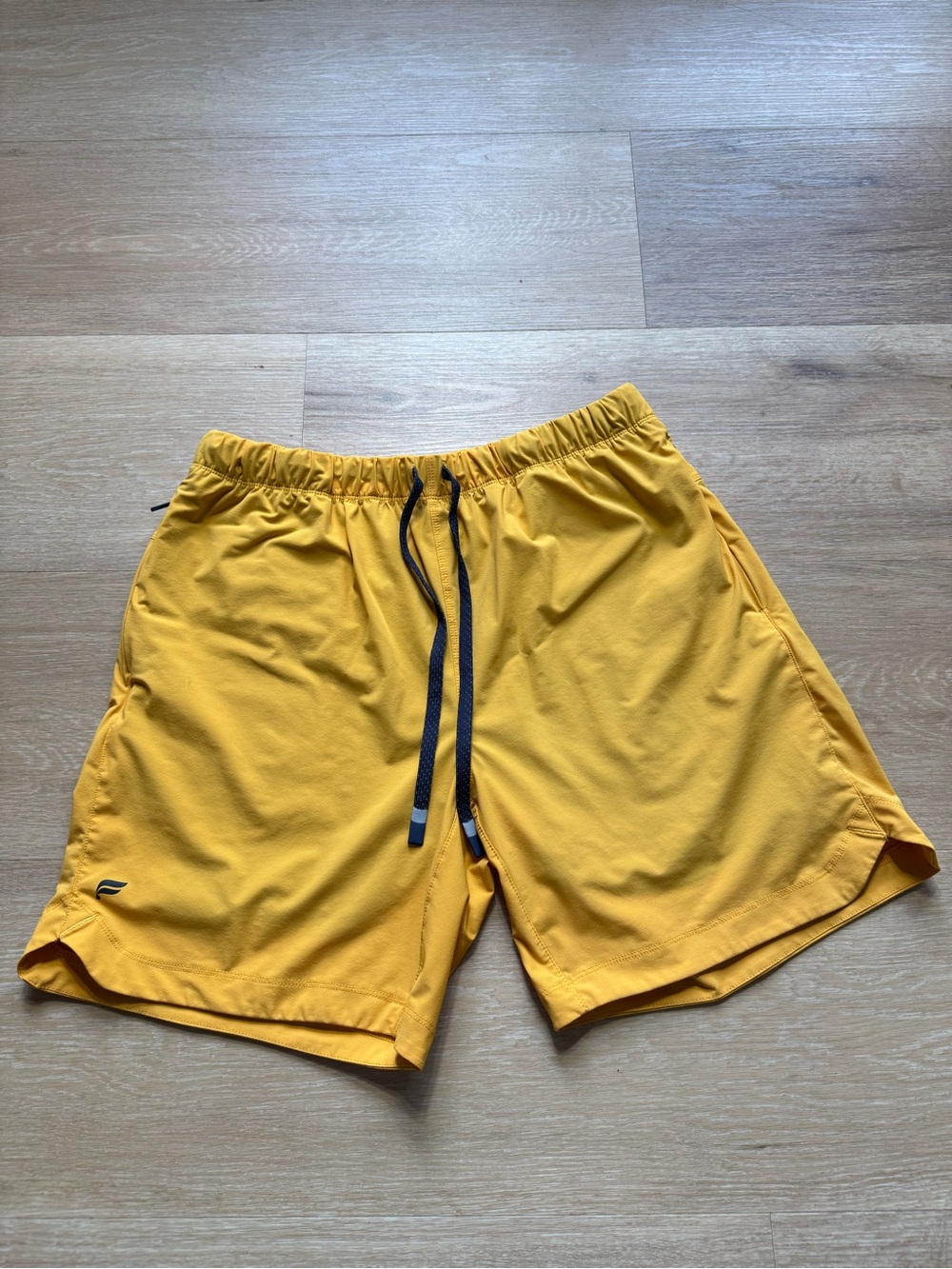 Fabletics Men's Yellow Athletic Shorts with Black Drawstring
